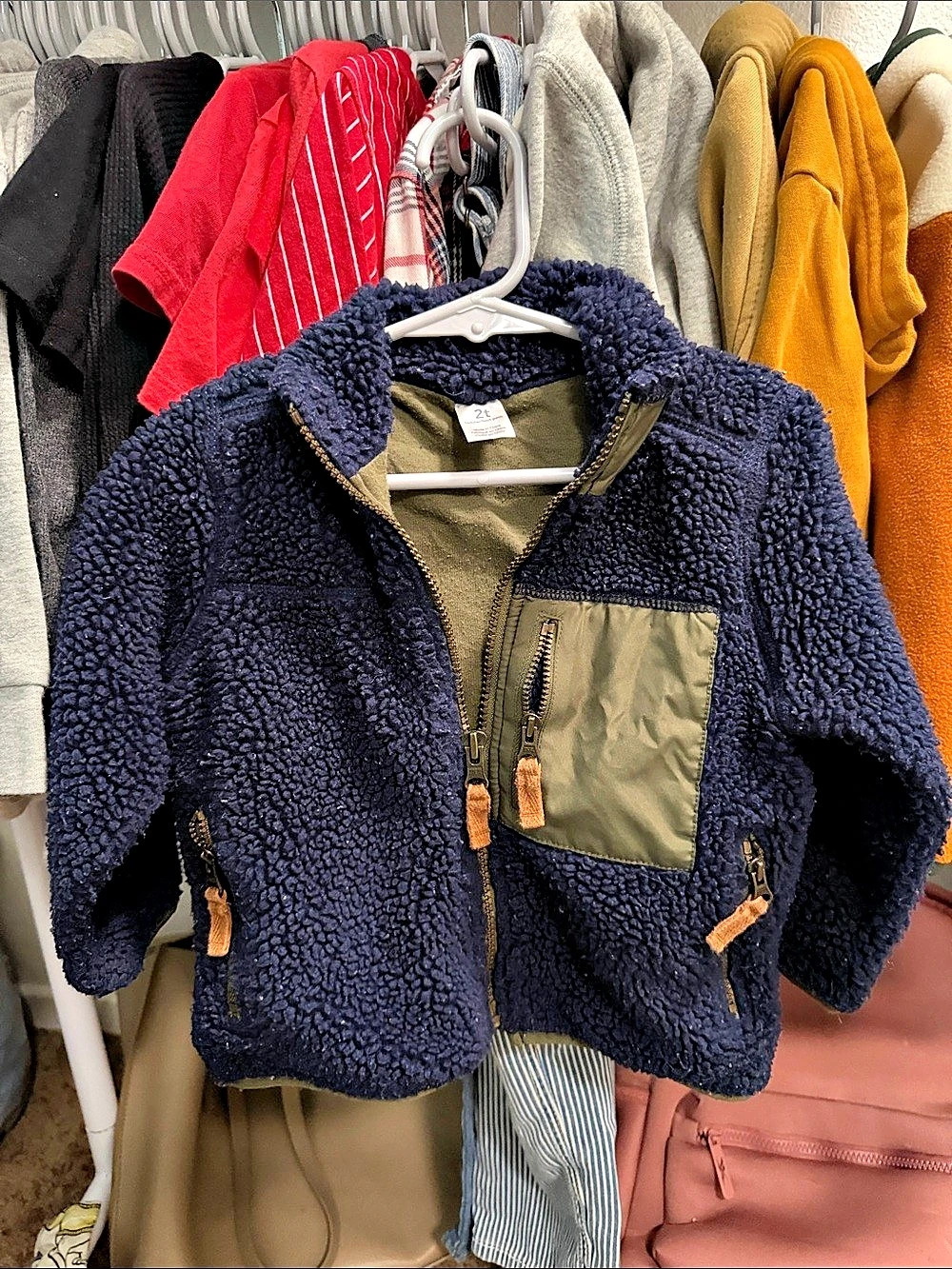 Carter's Toddler Boy Sherpa Fleece Zip-Up Jacket Blue & Green